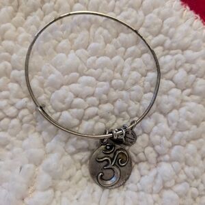 Silver Om Charm Bangle Bracelet